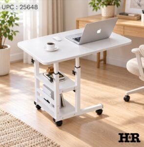 طاولة لابتوب متحركة مع رفوف White